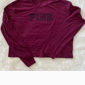 Pink Long Sleeve Maroon Top
